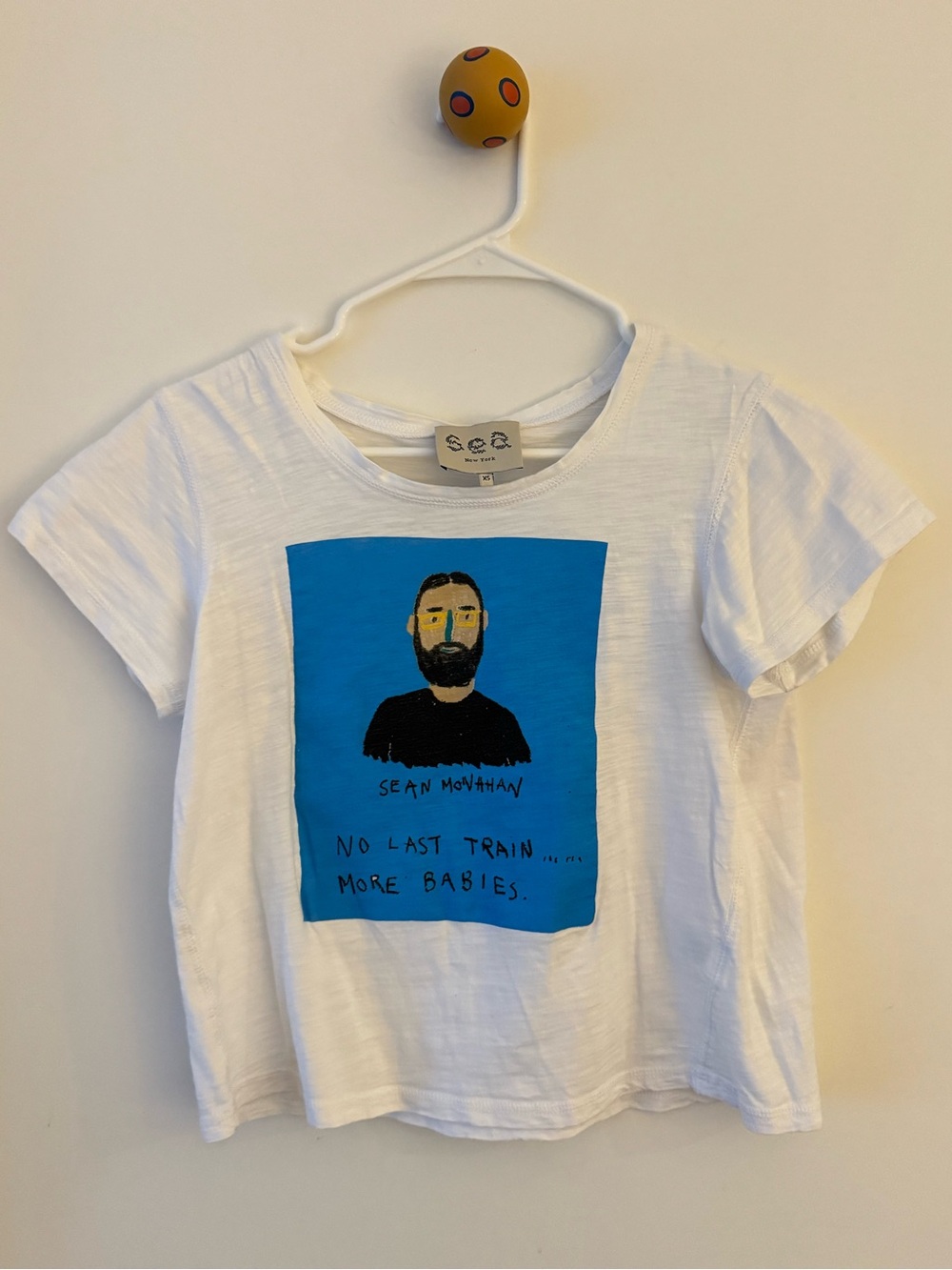 SEA New York White Graphic Tee with Blue Panel
